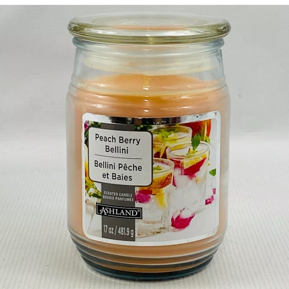 Peach Berry Bellini Scented Jar Candle Wax New